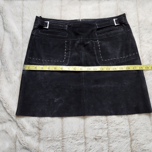 Mini skirt Suede Bohemian Western Black color Size 4 AQUA - Picture 14 of 16